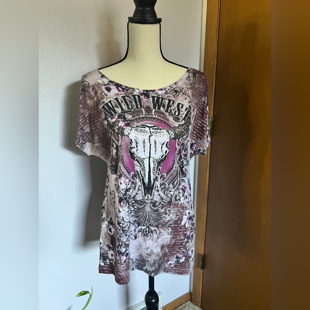 Big Bang USA Women’s Wild West Graphic Short Sleeve Top Size M